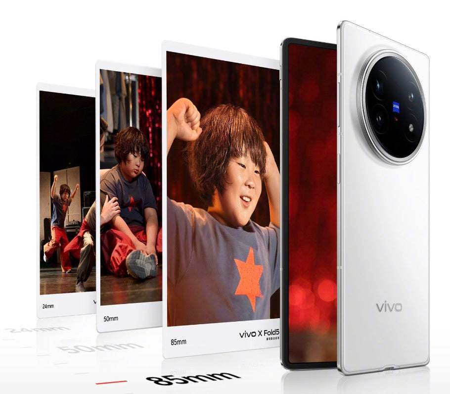 White Vivo X fold 5 smartphone white background