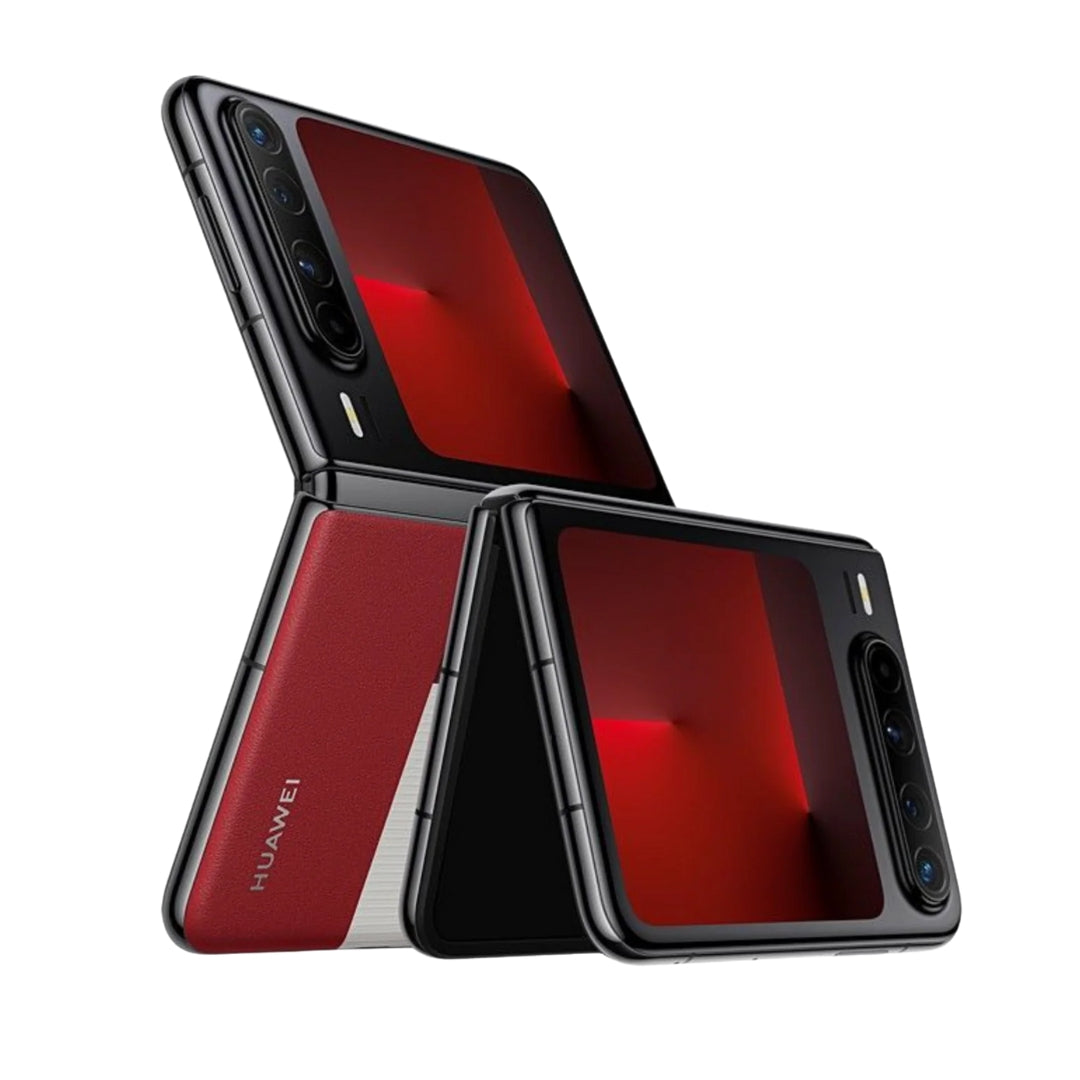 Red Huawei pura x smartphone on a white background