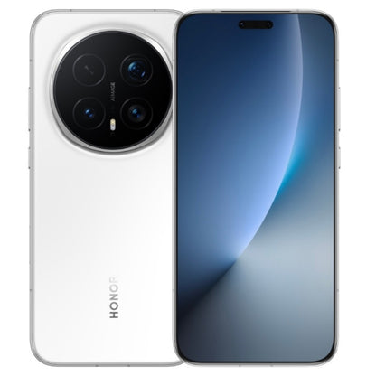 Honor smartphone showing back and front views on a white background