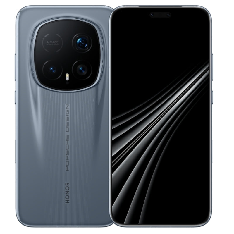 Smartphone with Porsche Design and Honor branding on a white background