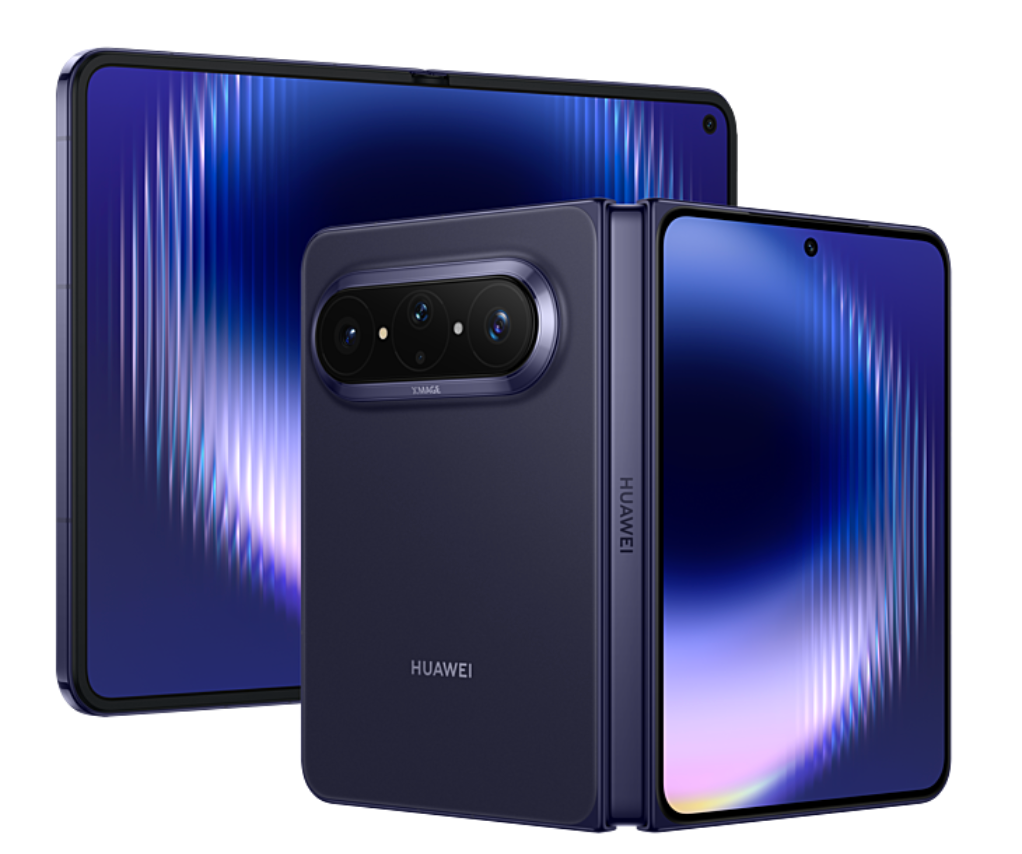 HUAWEI smartphone with a blue gradient display on a white background