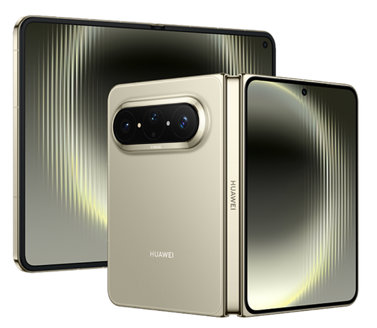 HUAWEI smartphone with a reflective surface on a white background