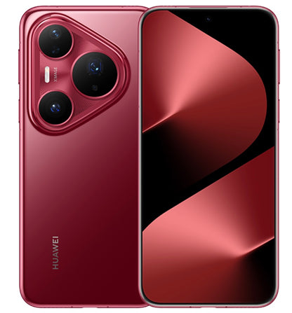 Red Huawei Pura 80 pro+ smartphone with white background 