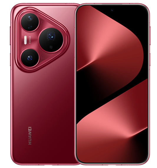 Red Huawei Pura 80 pro+ smartphone with white background 