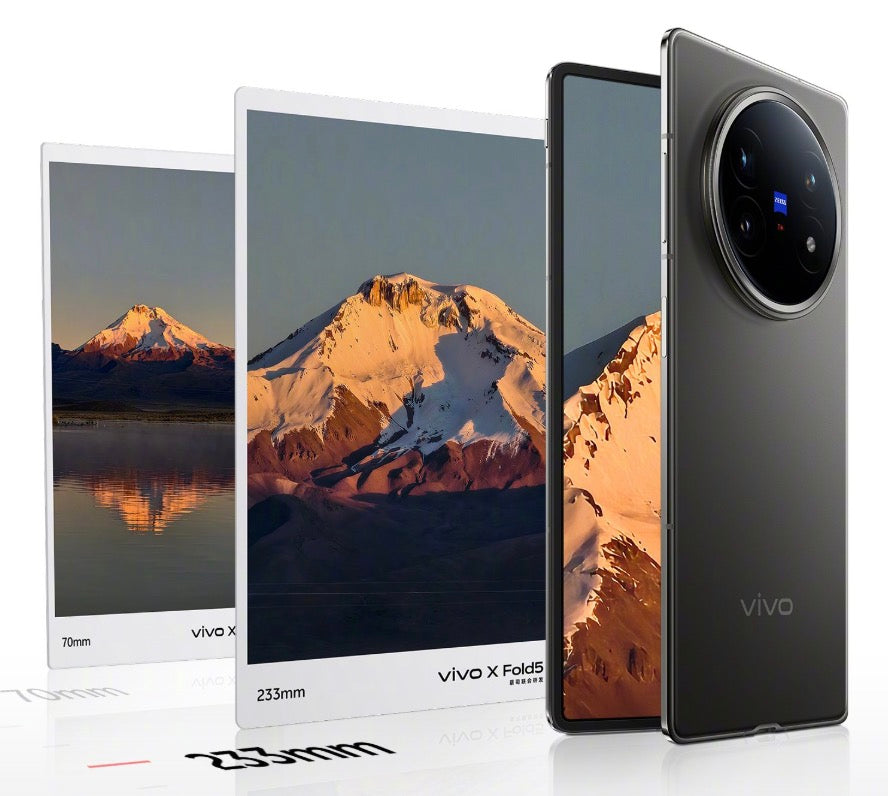 Black Vivo X fold 5 smartphone white background