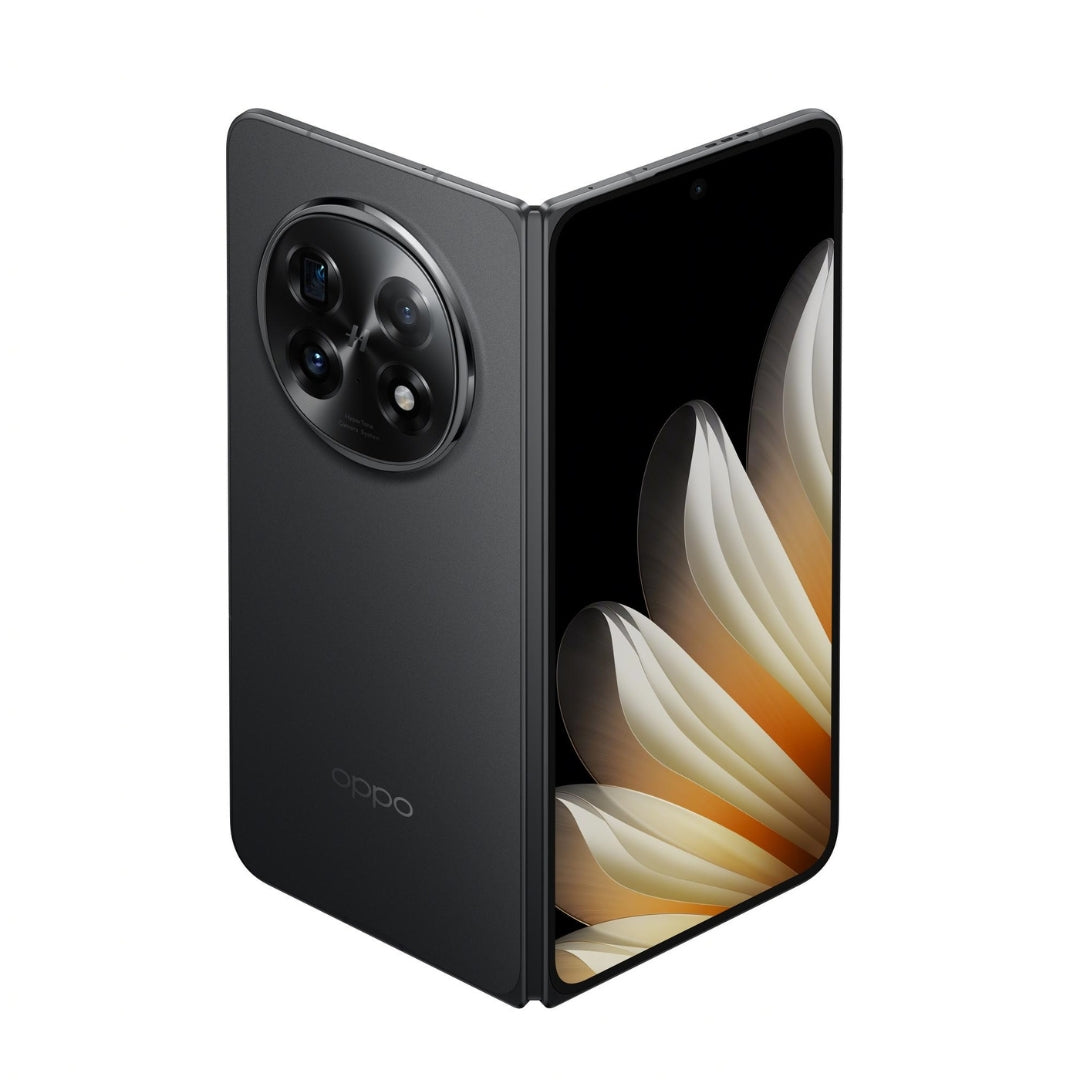 Black Oppo find n5 smartphone on a white background