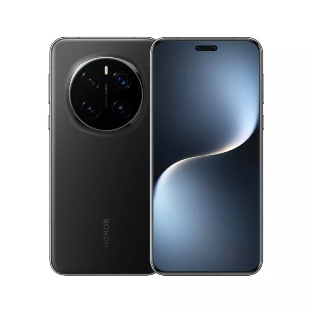 Black Honor magic 7 pro smartphone with white background 