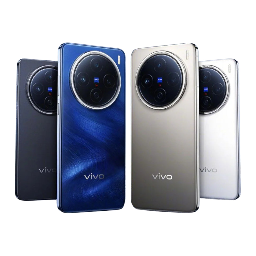 Assortment of Vivo x200 pro smartphones side by side on a white background