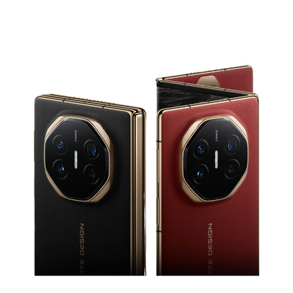 Black and red Huawei mate xt ultimate design smartphone side by side on a white background
