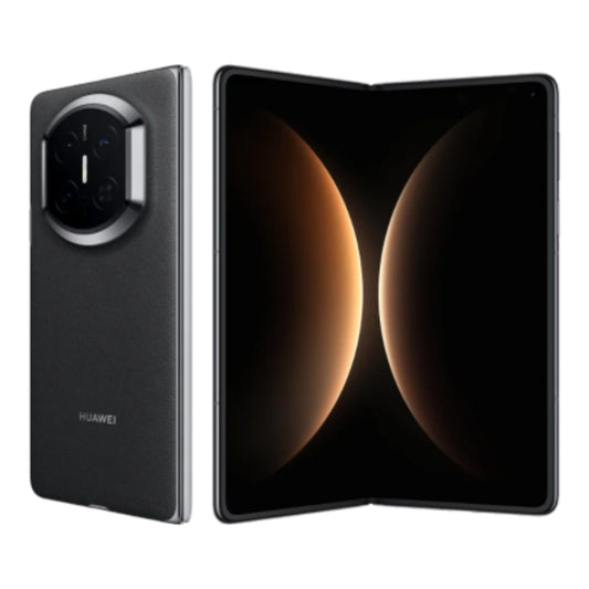 HUAWEI smartphone with a black case and open screen displaying an image of Mars.