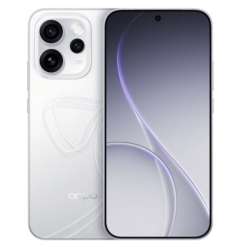 Smartphone with a white back panel and black front display on a white background
