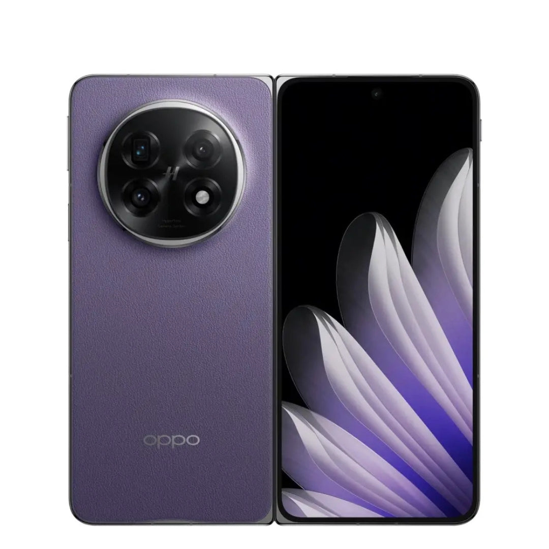 Purple Oppo find n5 smartphone on a white background